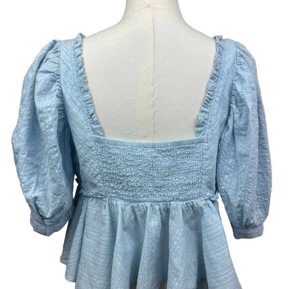 Free People - Leave It To Me Blouse Top - Cool Air - Small - Worn 1 Time - Picture 6 of 9